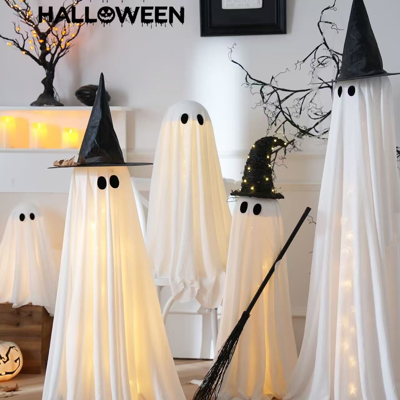 Halloween ghost standing ghost luminous ornaments ghost festival courtyard door window decoration scene layout props