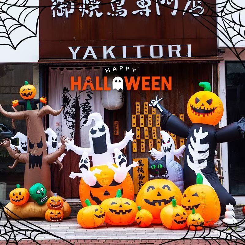 Halloween decoration scene layout large pumpkin balloon inflatable air model activity dress up props kindergarten shopping mall