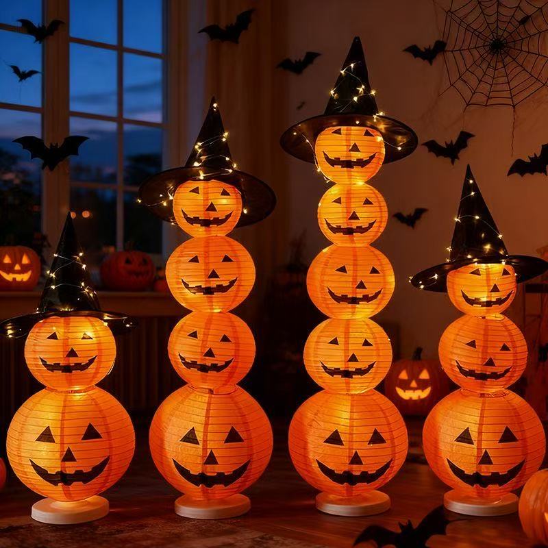 Halloween pumpkin lantern decorations luminous ornaments shop entrance atmosphere dress up bar scene layout props