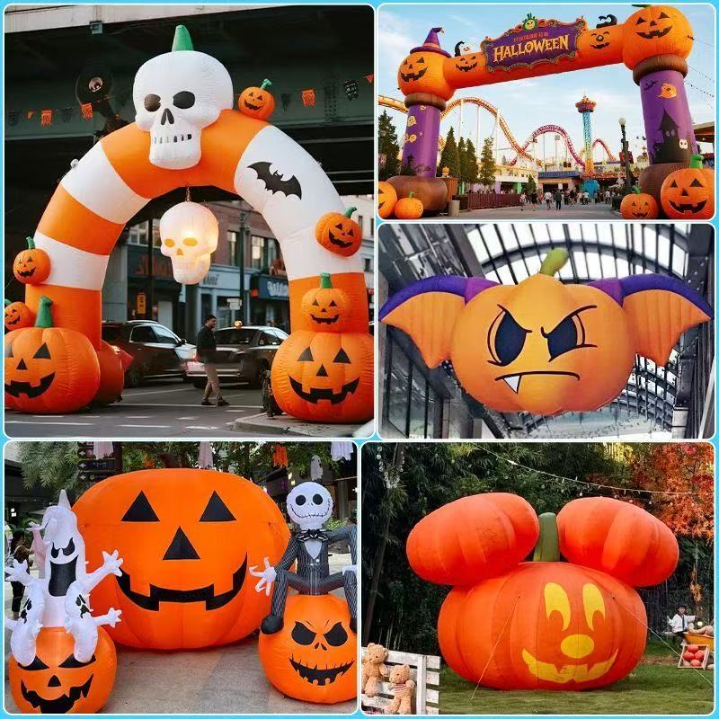 Halloween, pumpkin inflatable balls, ghost skulls, magic hats, bar entrance decorations, restaurant decorations, luminous props, ventilation molds