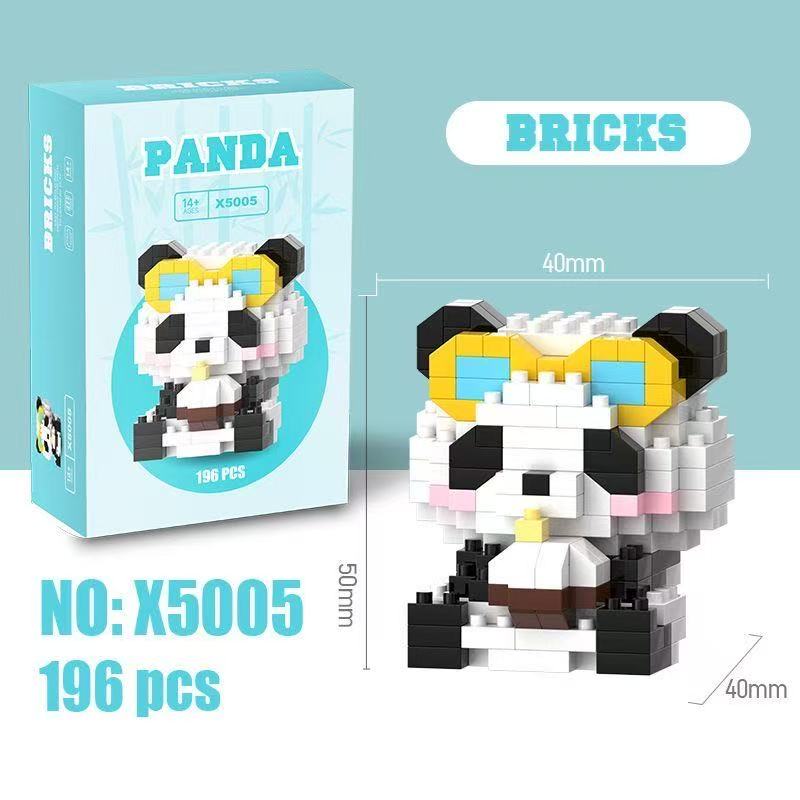 Panda building blocks, micro particles, assembly toys, children's educational toys, boys, girls, gift ornaments