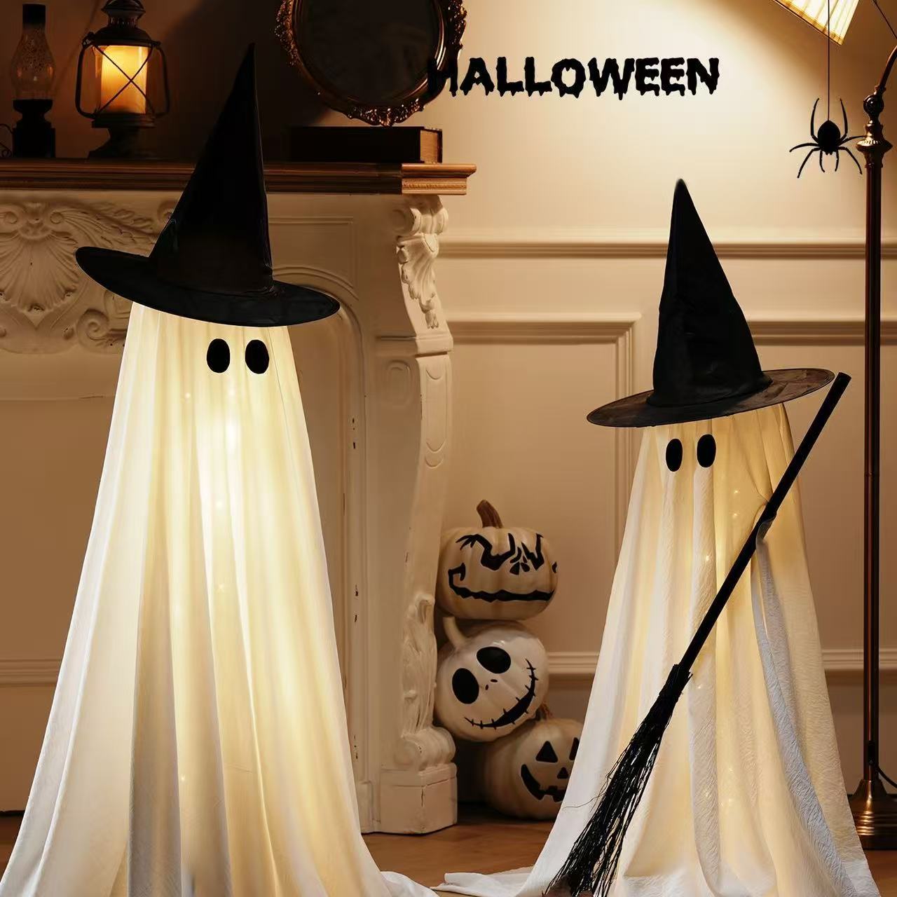Halloween ghost standing ghost luminous ornaments ghost festival courtyard door window decoration scene layout props