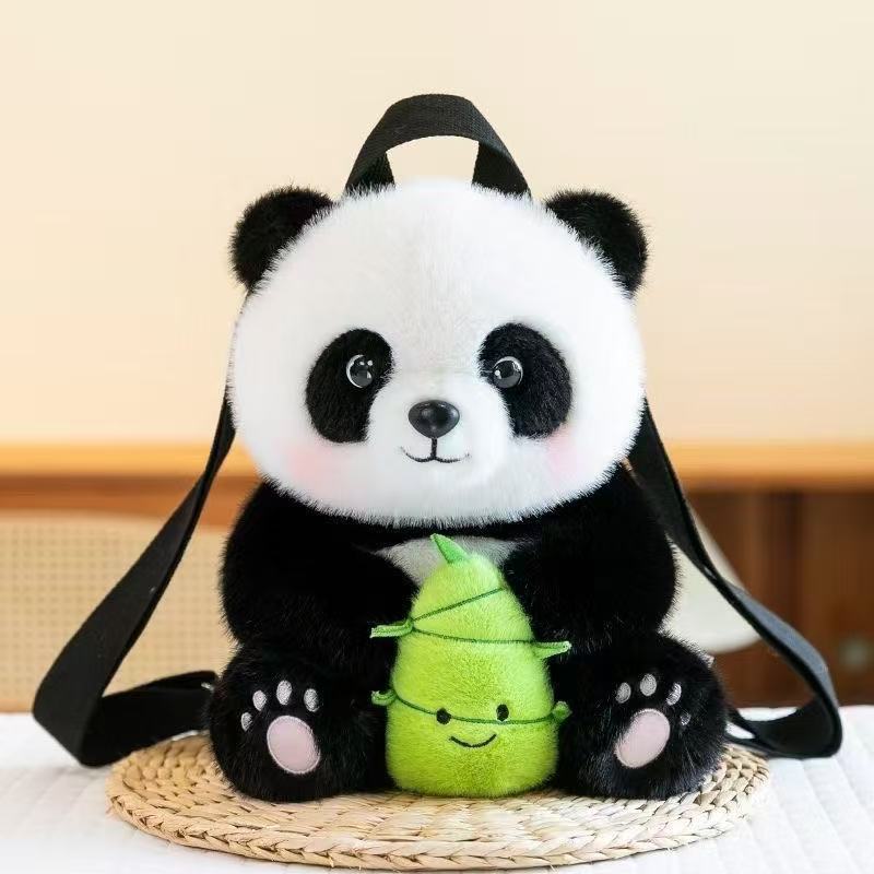 Pandas from Chengdu, China, plush backpack dolls, genuine Huahua cartoon bamboo shoot dolls, children's school bags and backpacks