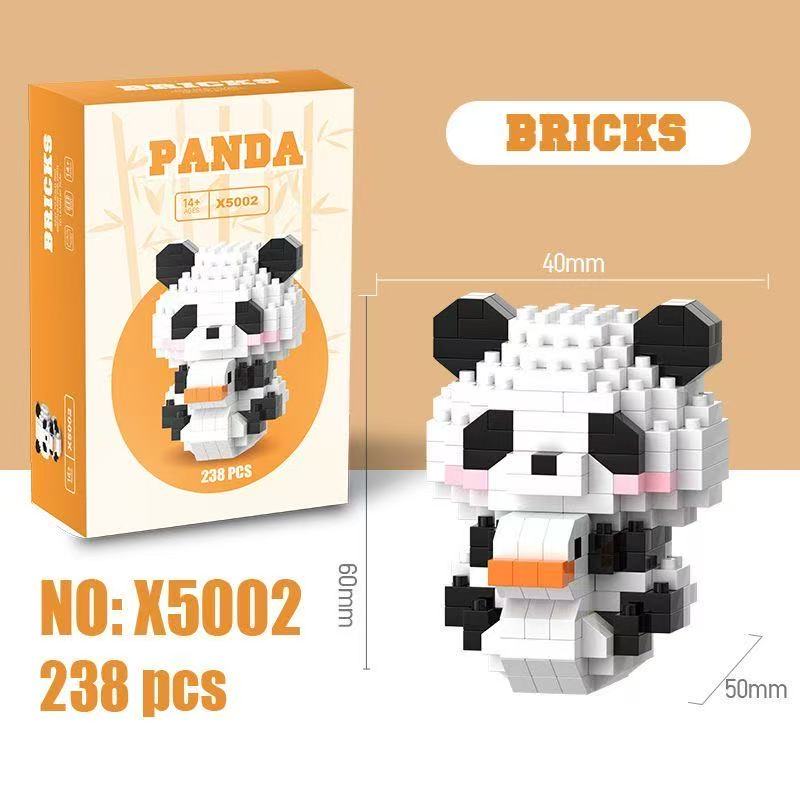 Panda building blocks, micro particles, assembly toys, children's educational toys, boys, girls, gift ornaments
