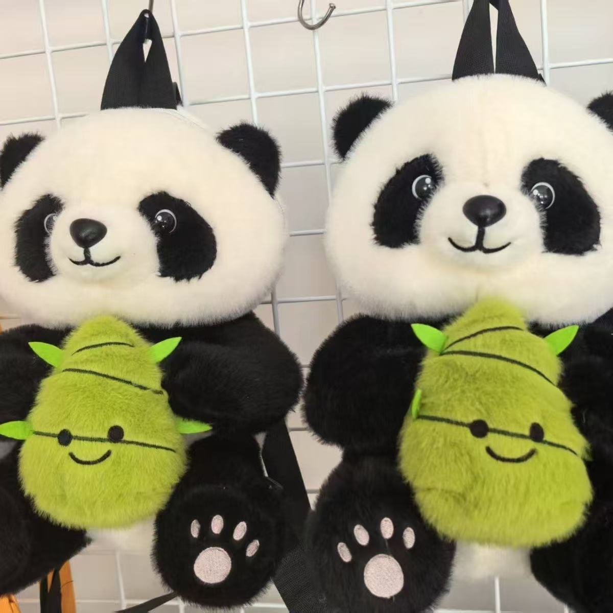 Pandas from Chengdu, China, plush backpack dolls, genuine Huahua cartoon bamboo shoot dolls, children's school bags and backpacks