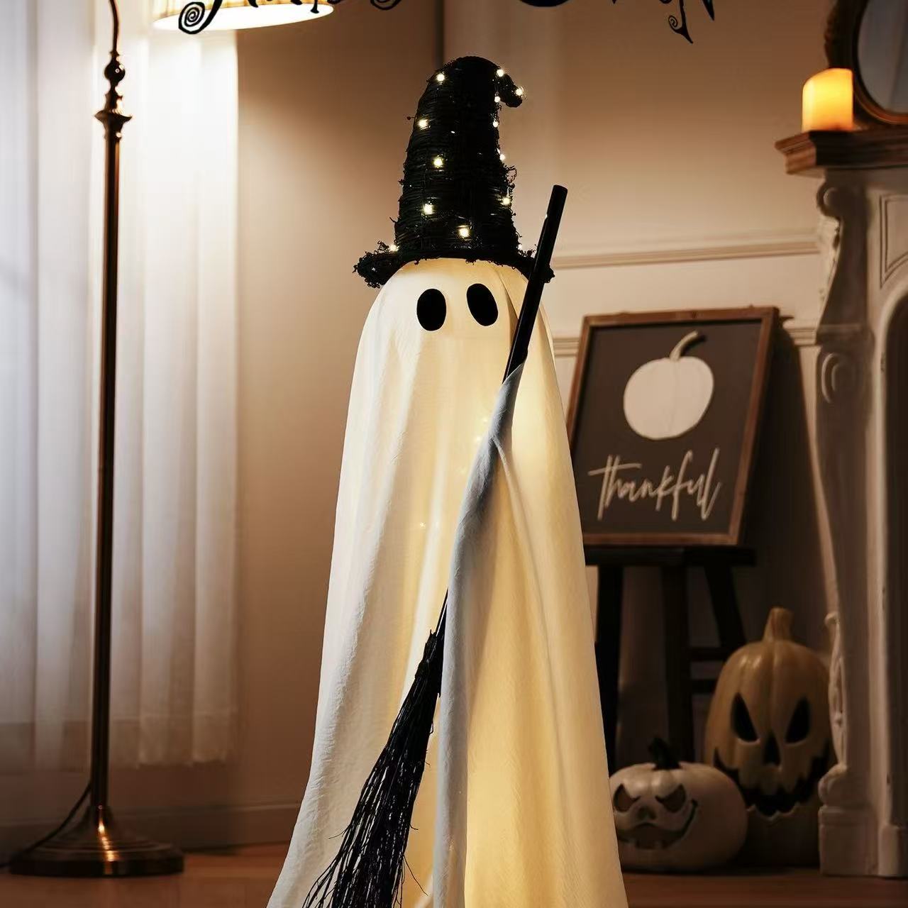Halloween ghost standing ghost luminous ornaments ghost festival courtyard door window decoration scene layout props