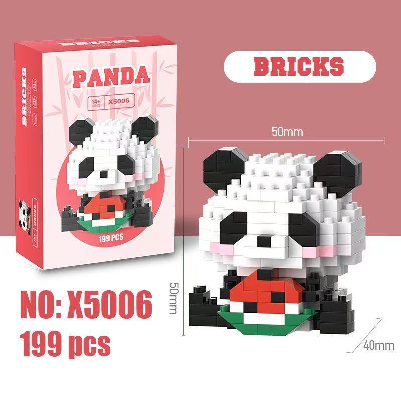 Panda building blocks, micro particles, assembly toys, children's educational toys, boys, girls, gift ornaments