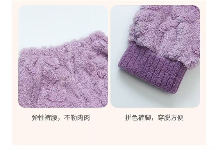 Children's flannel pajamas autumn and winter thickened girls Kuromi coral fleece home clothes baby winter warm suit