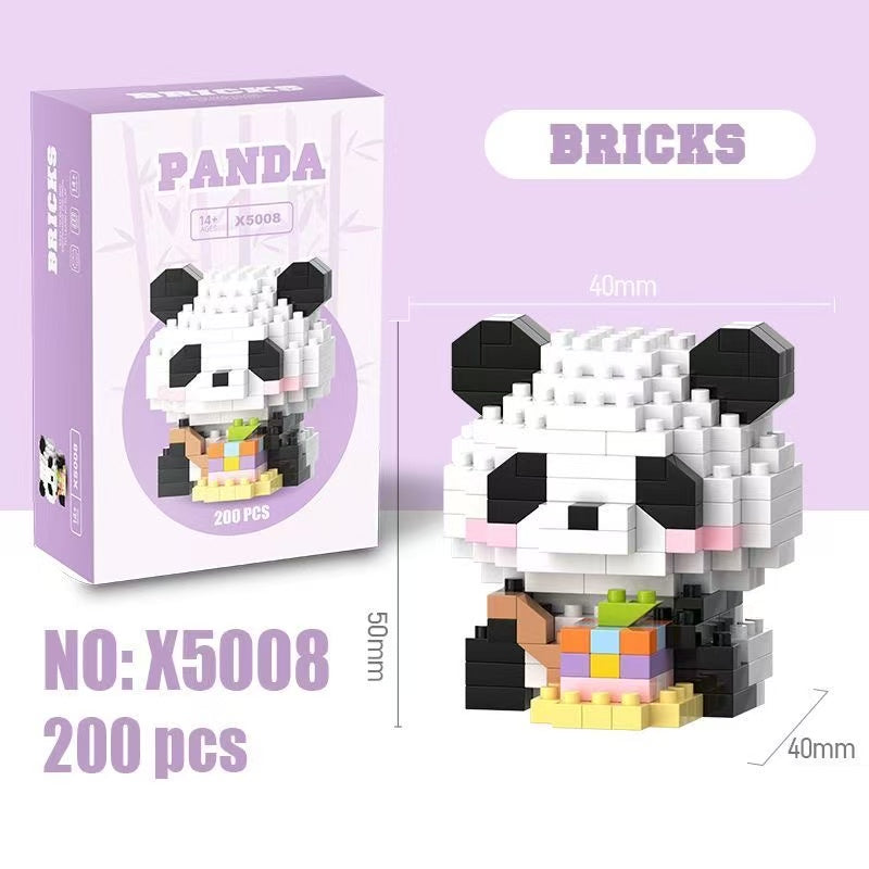 Panda building blocks, micro particles, assembly toys, children's educational toys, boys, girls, gift ornaments
