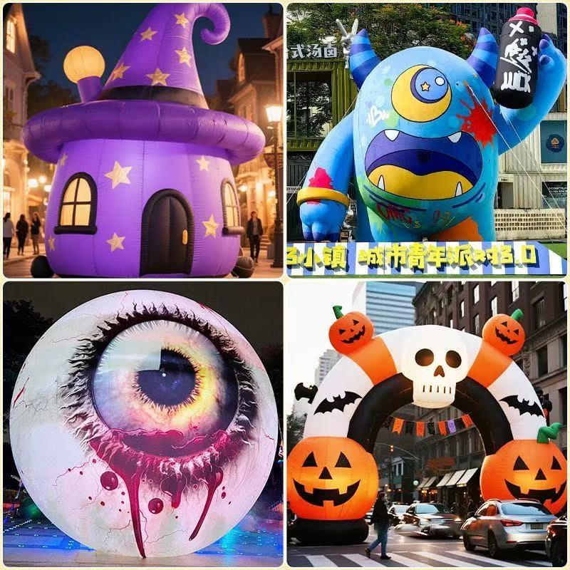 Halloween, pumpkin inflatable balls, ghost skulls, magic hats, bar entrance decorations, restaurant decorations, luminous props, ventilation molds