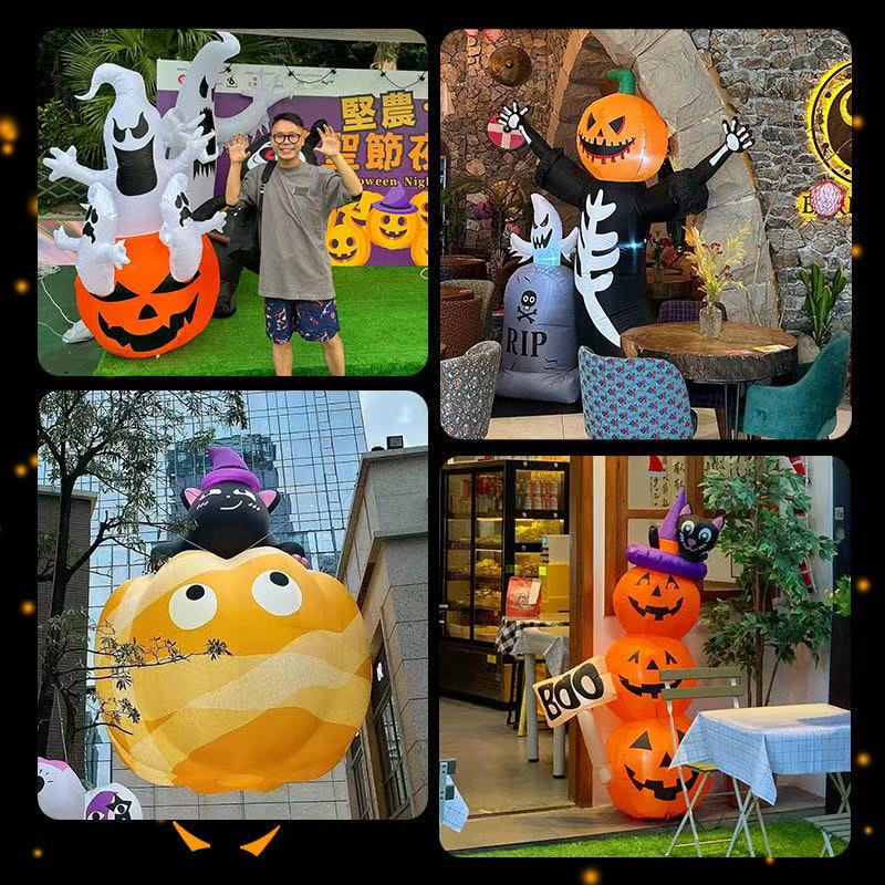 Halloween decoration scene layout large pumpkin balloon inflatable air model activity dress up props kindergarten shopping mall