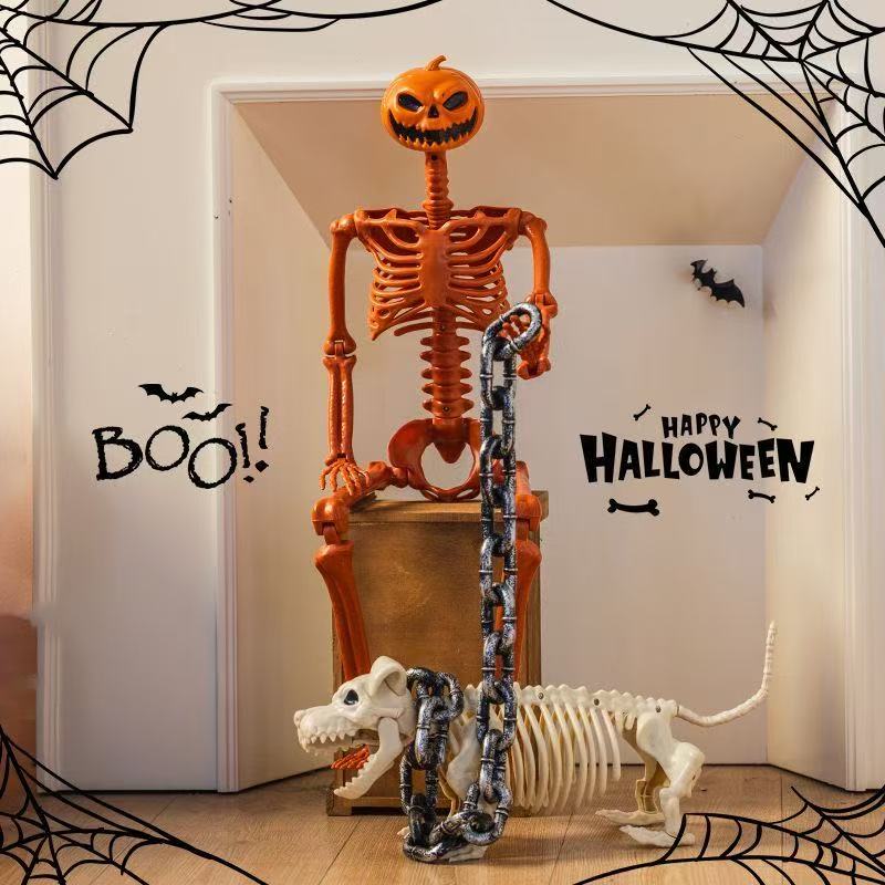 Halloween costume props simulation human skeleton ornaments animal skull bar decoration party scene layout