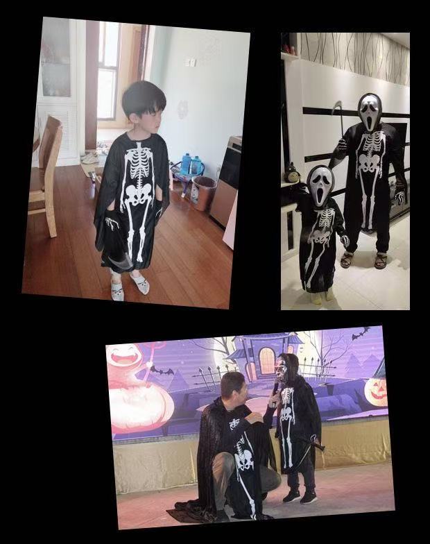 Halloween children's costume female adult horror skeleton clothes cloak props boy death ghost clothes cos costume