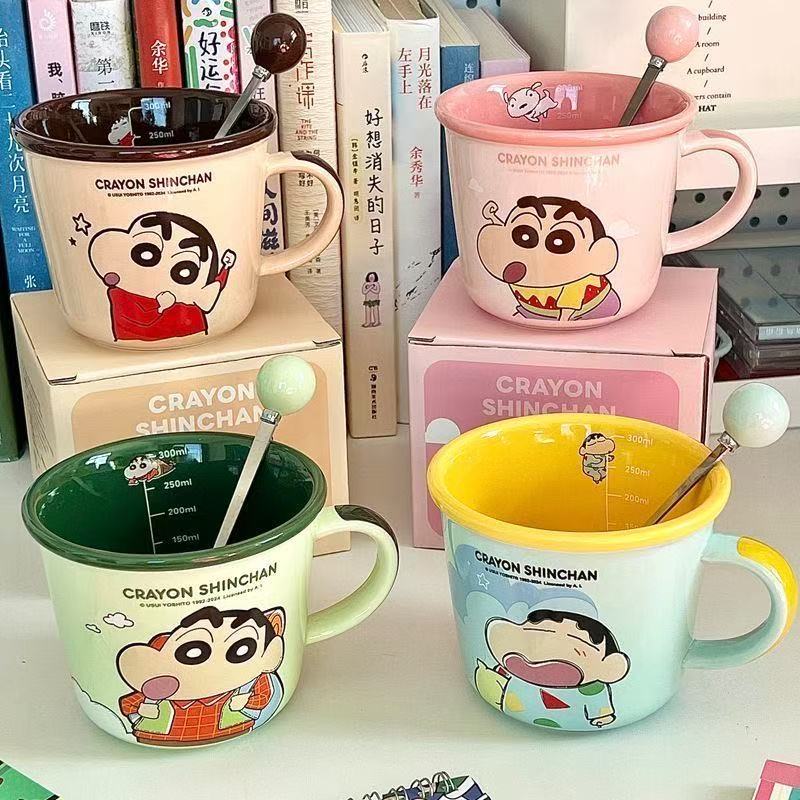 Crayon Shin-chan scale mug ceramic water cup girls cute coffee cup milk cup couple birthday gift home