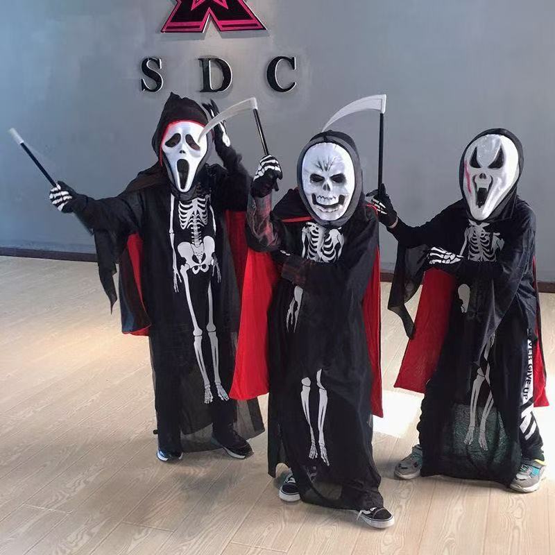 Halloween children's costume female adult horror skeleton clothes cloak props boy death ghost clothes cos costume