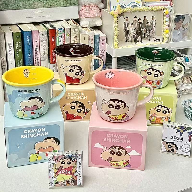 Crayon Shin-chan scale mug ceramic water cup girls cute coffee cup milk cup couple birthday gift home