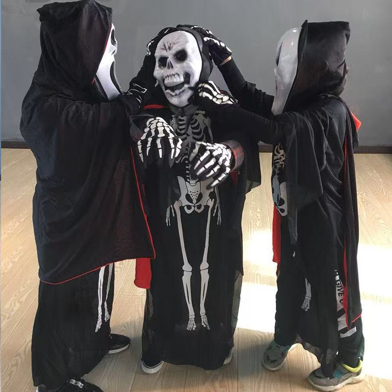 Halloween children's costume female adult horror skeleton clothes cloak props boy death ghost clothes cos costume