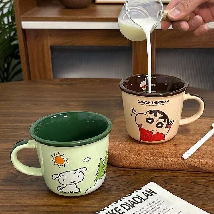 Crayon Shin-chan scale mug ceramic water cup girls cute coffee cup milk cup couple birthday gift home