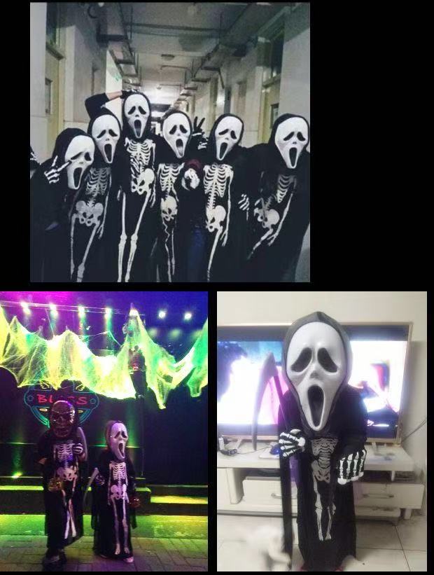 Halloween children's costume female adult horror skeleton clothes cloak props boy death ghost clothes cos costume