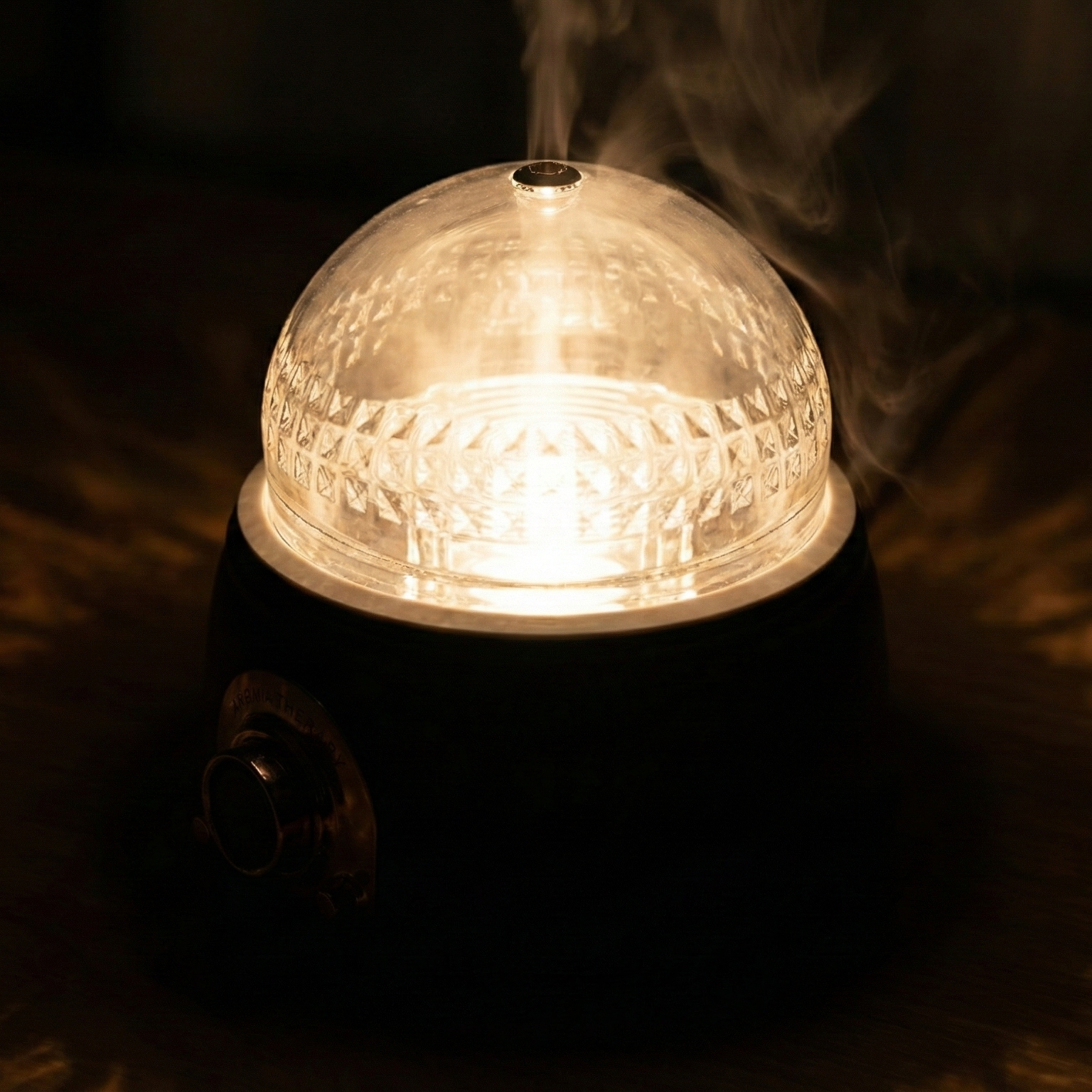 Crystal Ball Aroma Diffuser - Real Wood & Glass with Vintage Knob Control