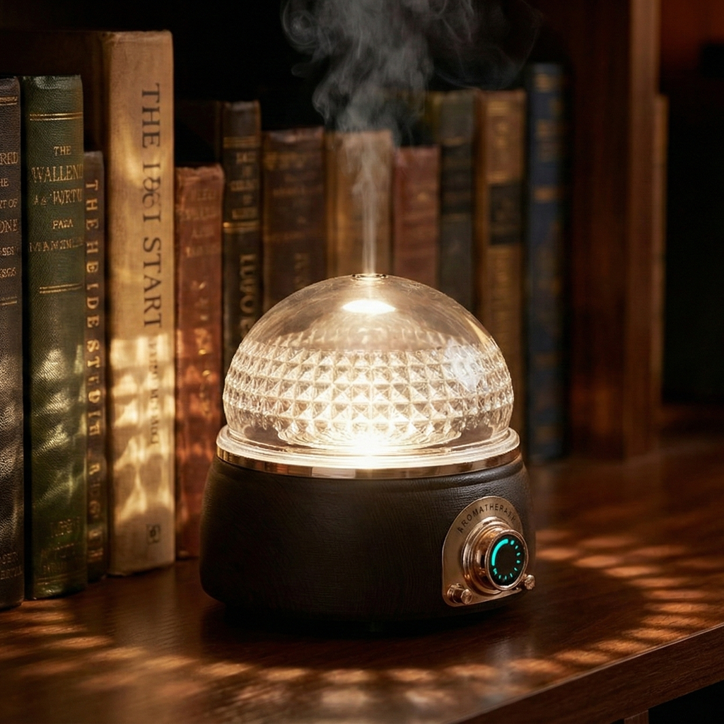 Crystal Ball Aroma Diffuser - Real Wood & Glass with Vintage Knob Control