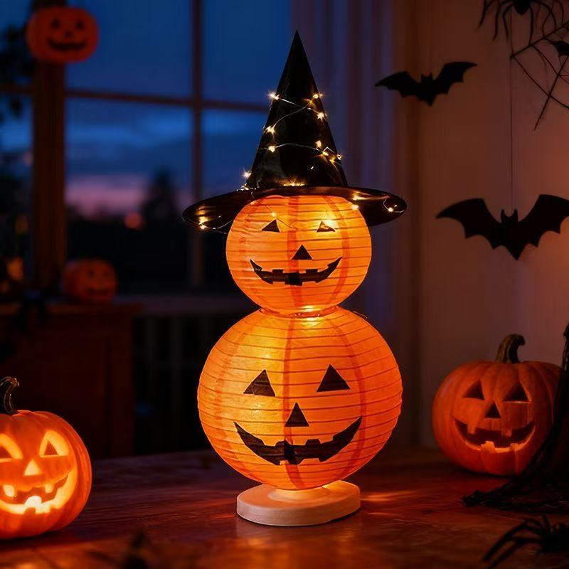 Halloween pumpkin lantern decorations luminous ornaments shop entrance atmosphere dress up bar scene layout props