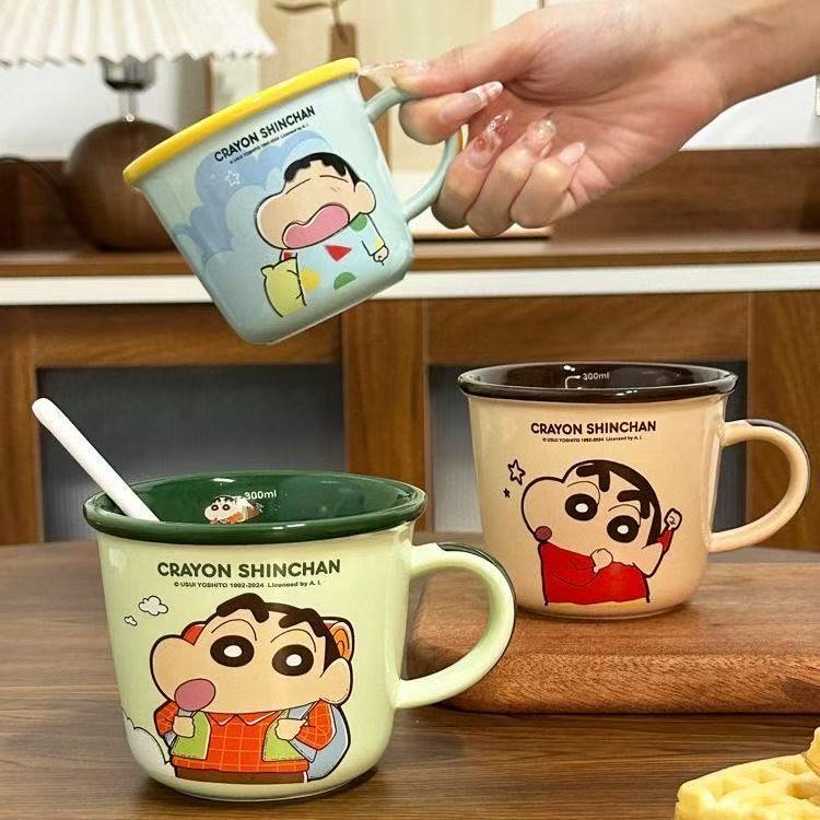 Crayon Shin-chan scale mug ceramic water cup girls cute coffee cup milk cup couple birthday gift home