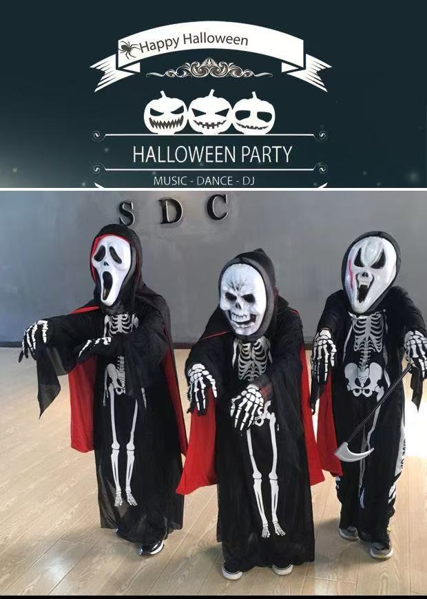 Halloween children's costume female adult horror skeleton clothes cloak props boy death ghost clothes cos costume