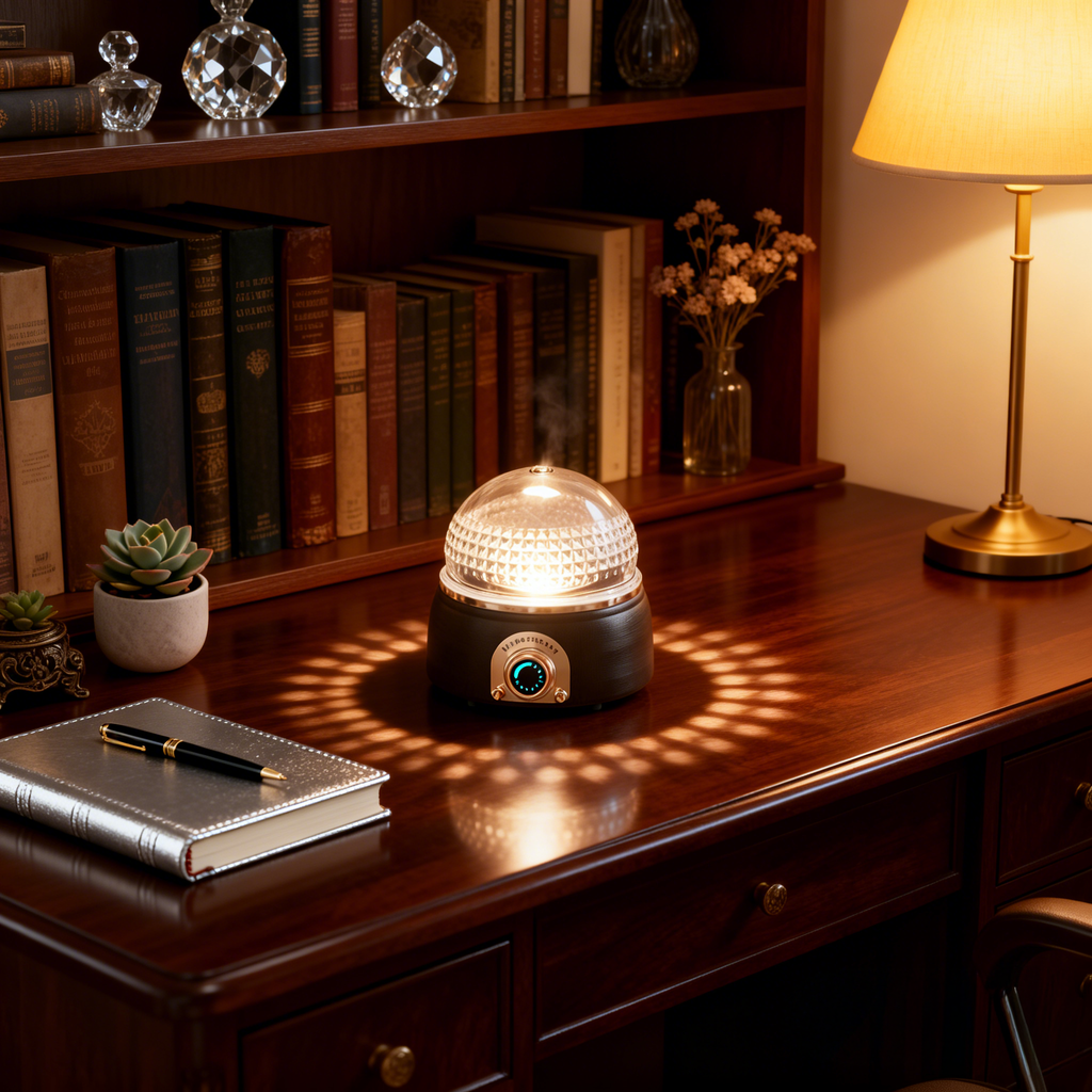 Crystal Ball Aroma Diffuser - Real Wood & Glass with Vintage Knob Control