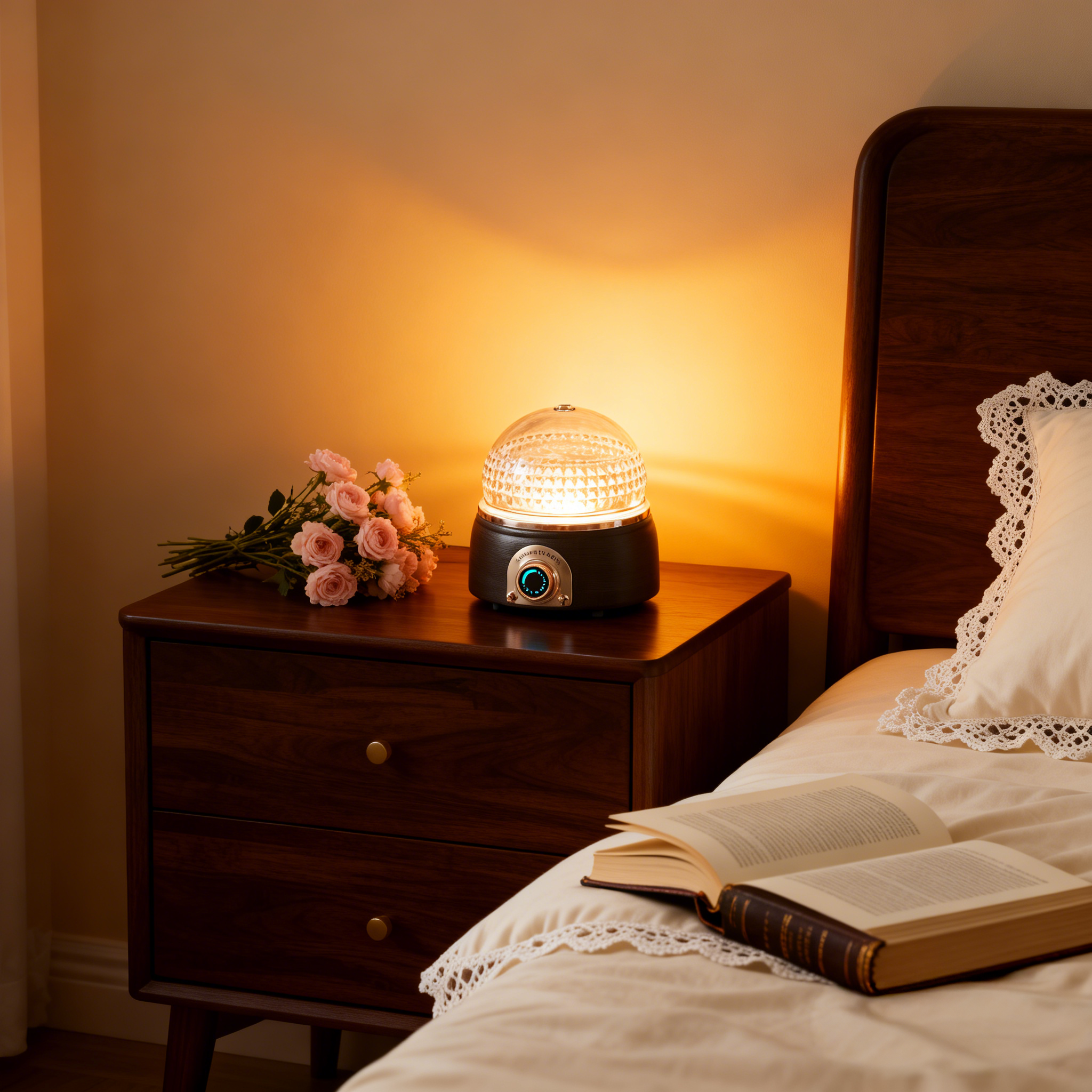 Crystal Ball Aroma Diffuser - Real Wood & Glass with Vintage Knob Control