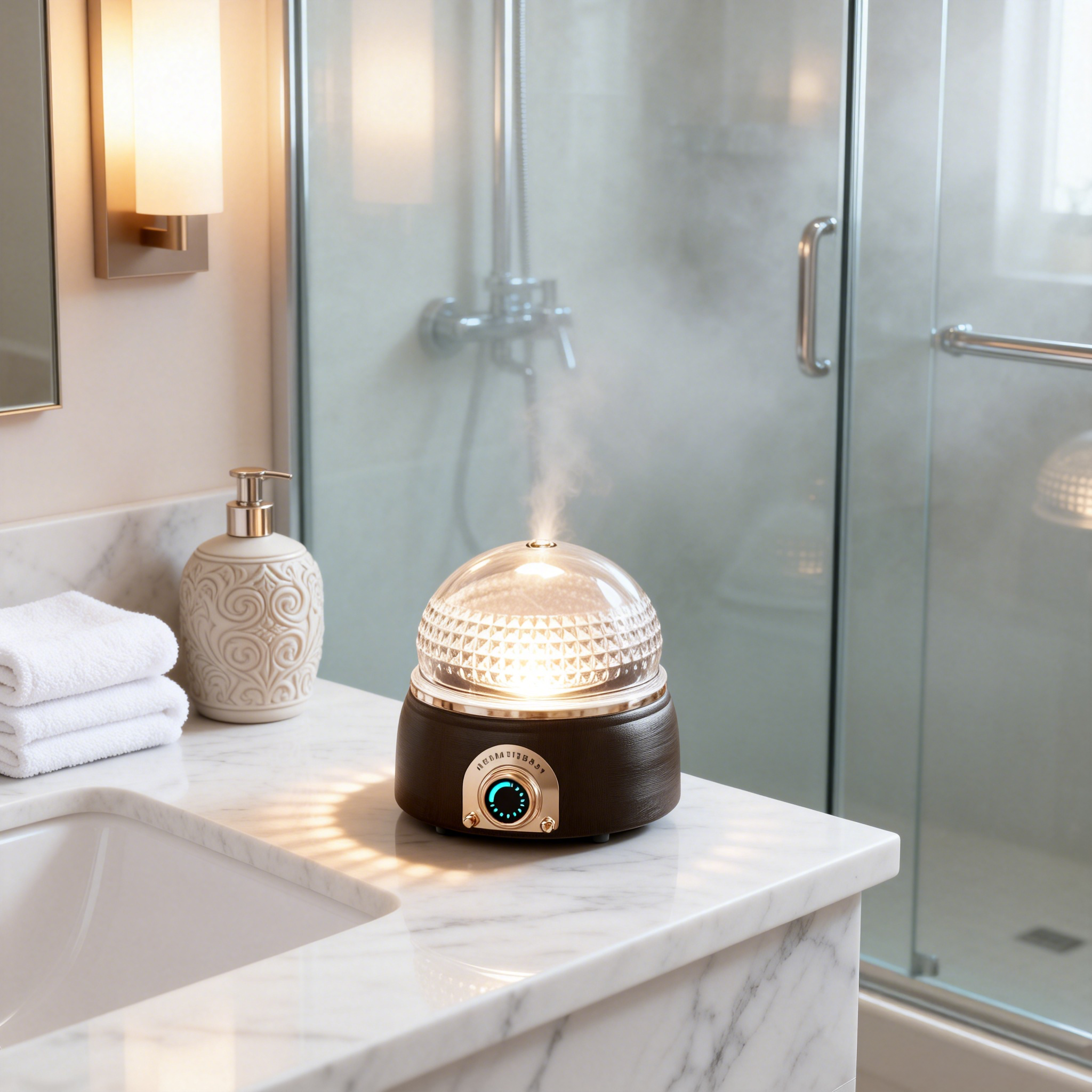 Crystal Ball Aroma Diffuser - Real Wood & Glass with Vintage Knob Control