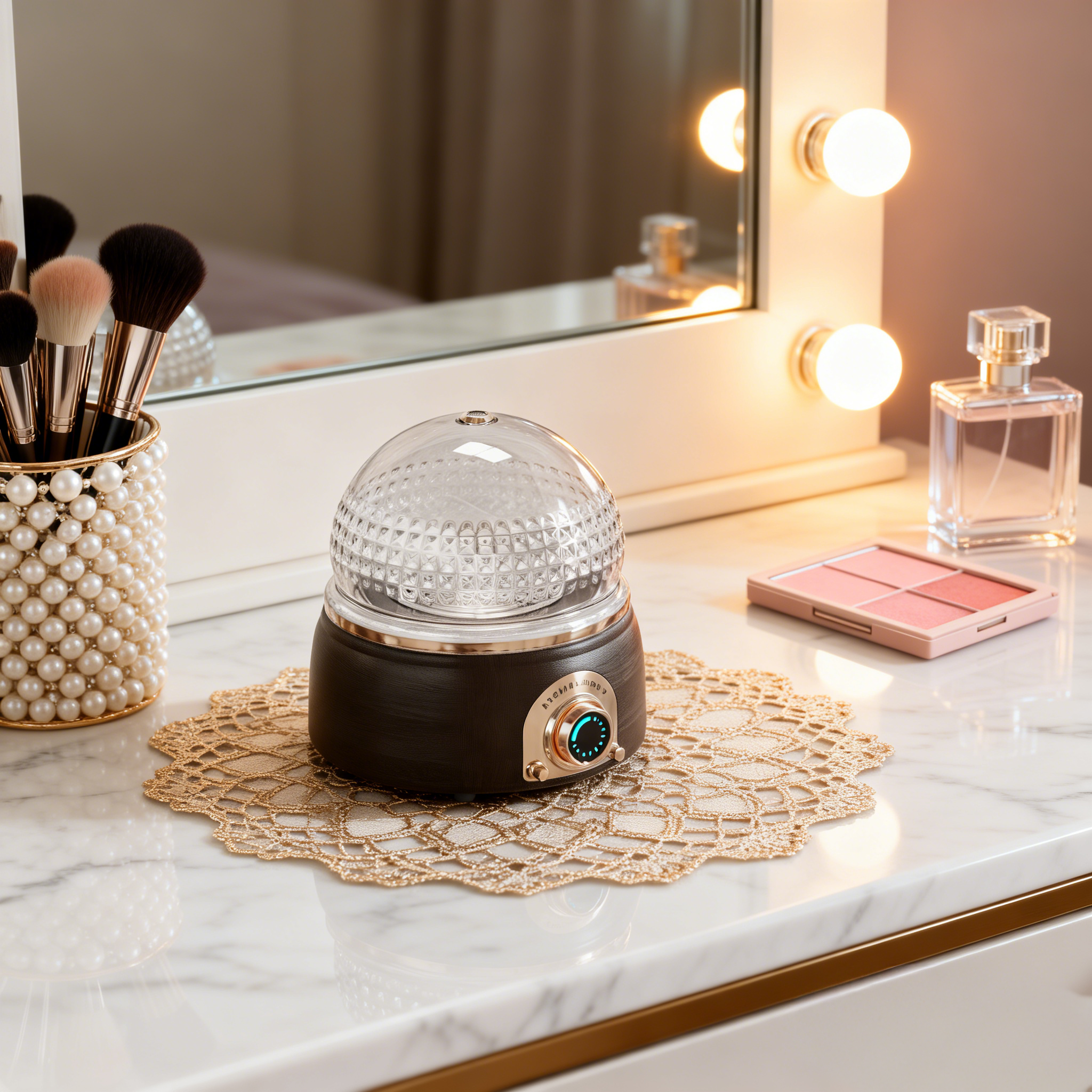 Crystal Ball Aroma Diffuser - Real Wood & Glass with Vintage Knob Control