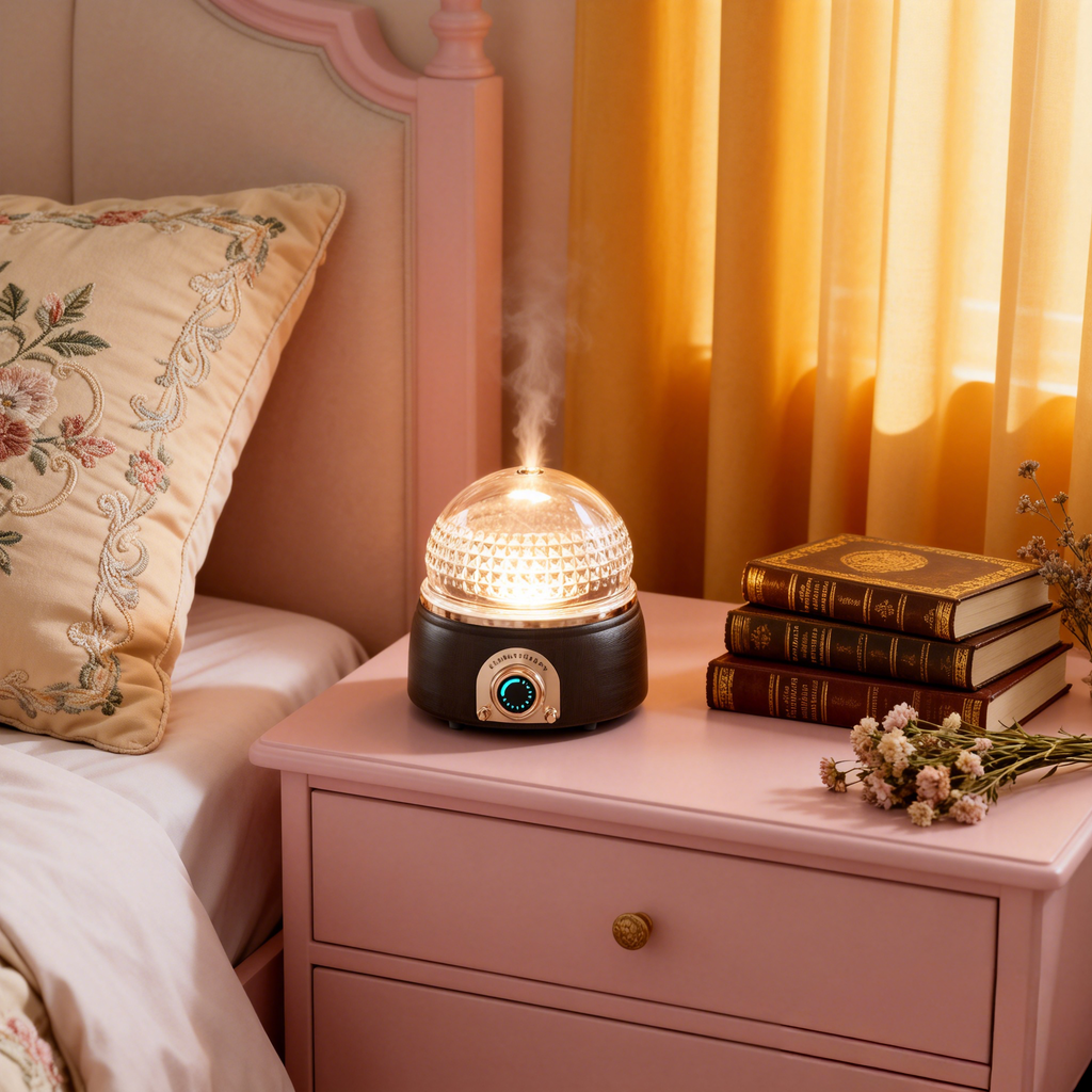 Crystal Ball Aroma Diffuser - Real Wood & Glass with Vintage Knob Control